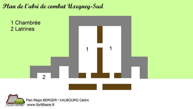 Plan de l'abri de combat de l'ouvrage d'infanterie d’Uxegney-Sud. VAUBOURG Cédric