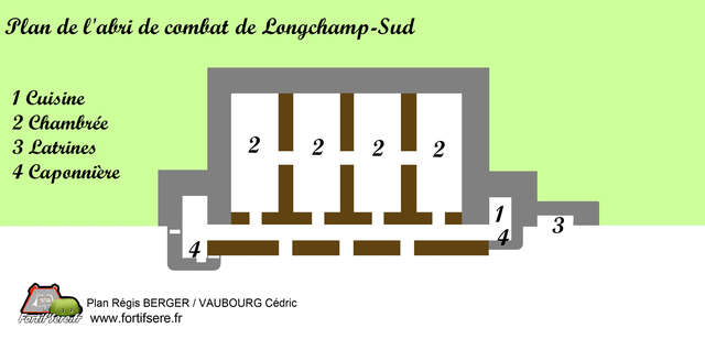 Plan de l'abri de combat de Longchamp-sud. VAUBOURG Cedric
