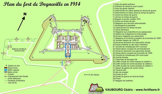 Plan du fort de Dogneville en 1914 - VAUBOURG Cédric