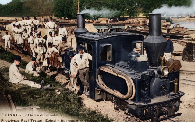 Carte postale d'une locomotive Pécjot au port d'Epinal. VAUBOURG Cédric