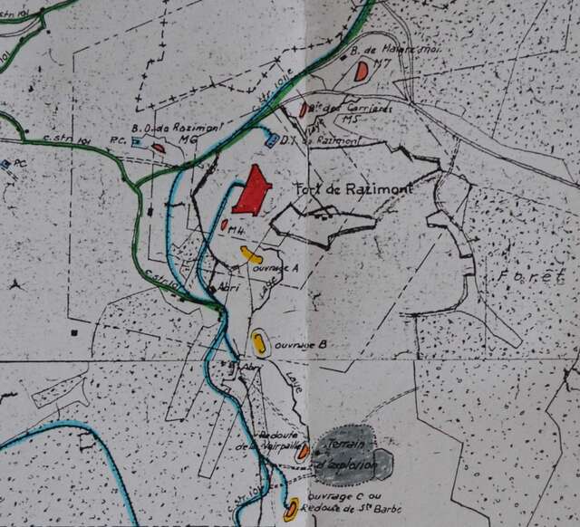 Carte du secteur du fort de Razimont en 1914 - VAUBOURG Cédric